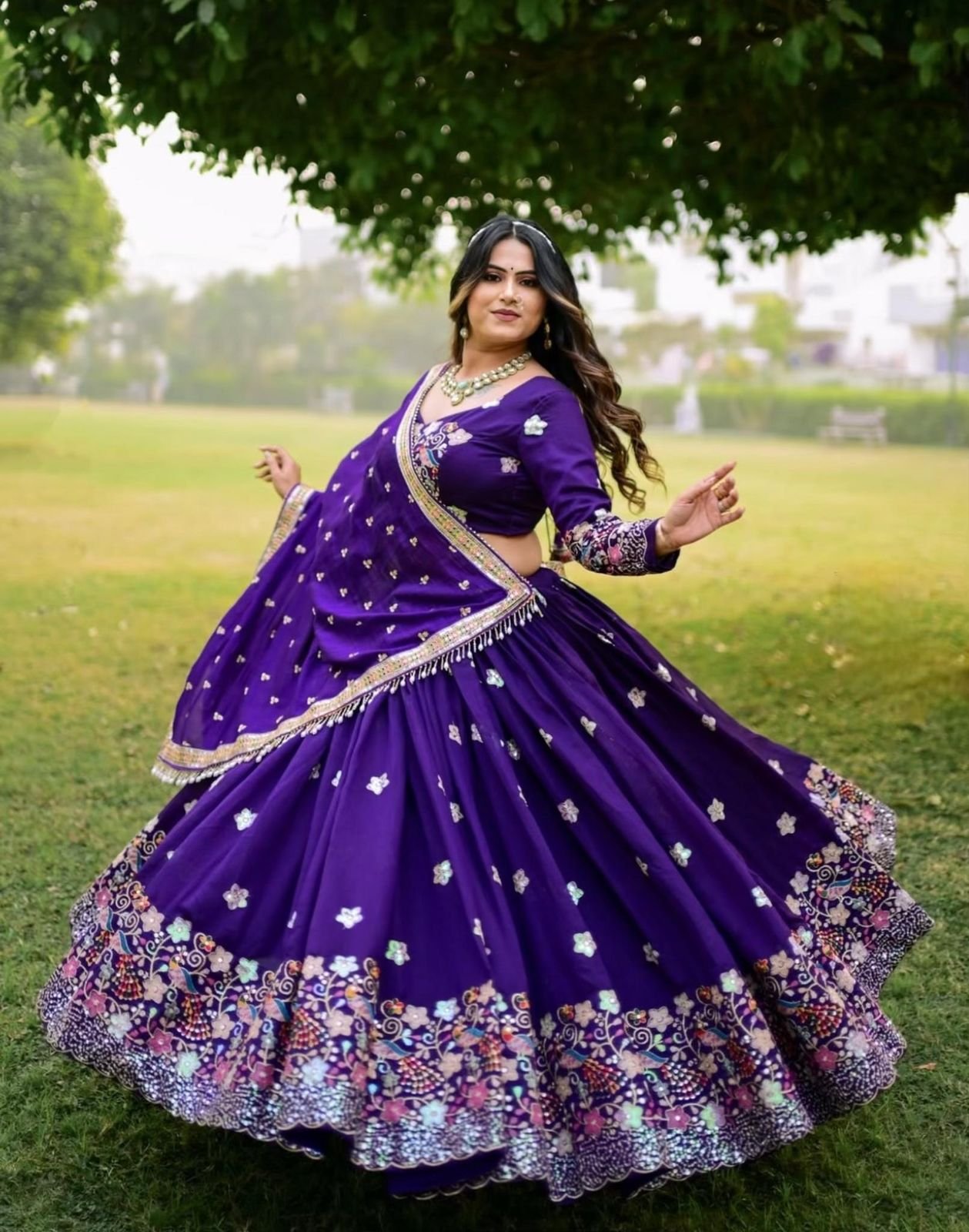 Purple Heavy Work Lehenga Choli